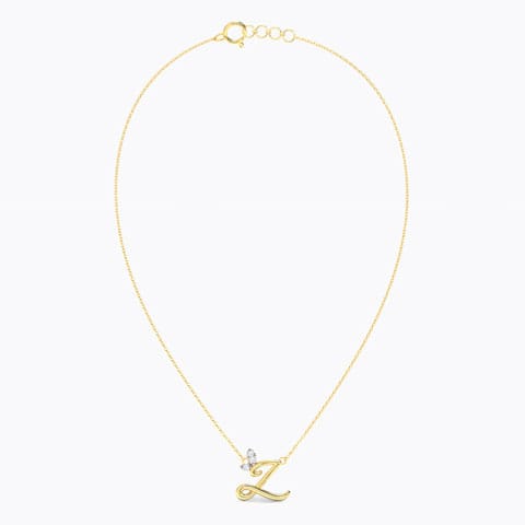 Leafy Alphabet Z Diamond Necklace Leafy Alphabet Z Diamond Necklace