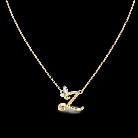 Leafy Alphabet Z Diamond Necklace Leafy Alphabet Z Diamond Necklace