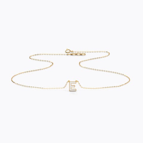 Dazzle Alphabet E Diamond Necklace