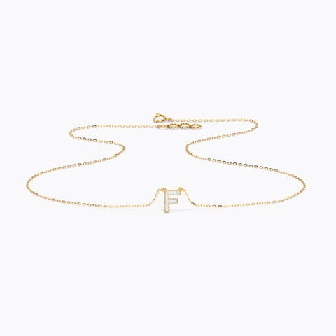 Dazzle Alphabet F Diamond Necklace