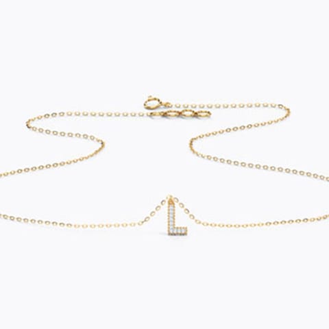 Dazzle Alphabet L Diamond Necklace