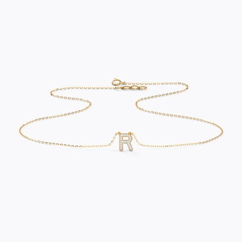 Dazzle Alphabet R Diamond Necklace
