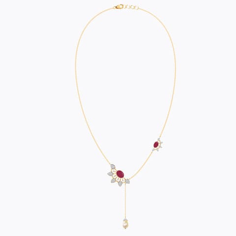 Semi Duo Floral Gemstone Necklace Semi Duo Floral Gemstone Necklace