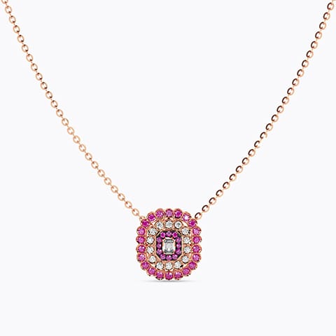 Vashti Gemstone Necklace Diamond,Gemstone Necklaces 18 Karat Rose Gold Vashti Gemstone Necklace
