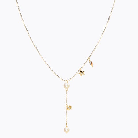 Little Mermaid Diamond with Pearl Lariate Necaklce Little Mermaid Diamond with Pearl Lariate Necaklce