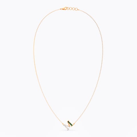 Malachite Alphabet M Gemstone Necklace Malachite Alphabet M Gemstone Necklace