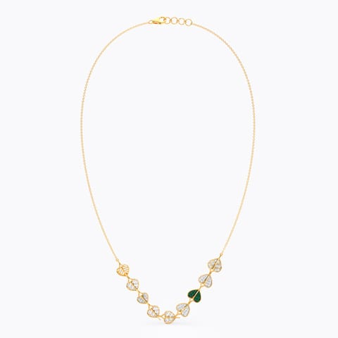 Peepal Leaf Green Stone Trail Diamond Necklace Peepal Leaf Green Stone Trail Diamond Necklace