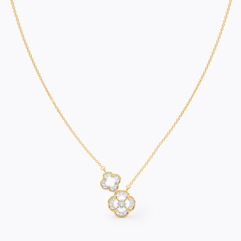 Diamond Necklaces 14 Karat Yellow Gold Clover Diamond Necklace
