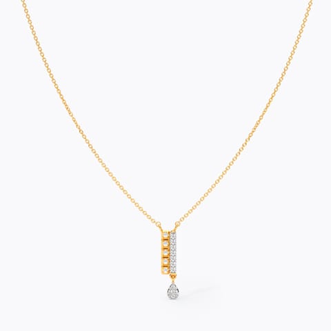 Diamond Necklaces 14 Karat Yellow Gold Parallel Drop Diamond Necklace