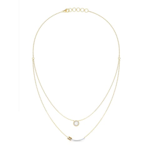 Ring and Arrow Multi Layer Diamond Necklace Ring and Arrow Multi Layer Diamond Necklace