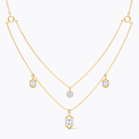 Hexagon Charms Diamond Necklace Hexagon Charms Diamond Necklace