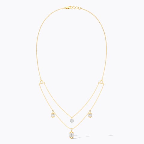 Hexagon Charms Diamond Necklace Hexagon Charms Diamond Necklace