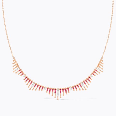 Pink Streaks Reversible Gemstone Necklace