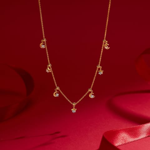 Diamond Necklaces 14 Karat Yellow Gold Moving Star Diamond Necklace