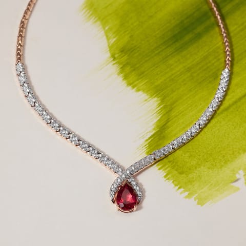 Gilded Red Gemstone Necklace