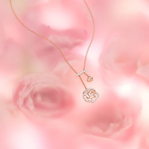 Dangling Rose Diamond Necklace