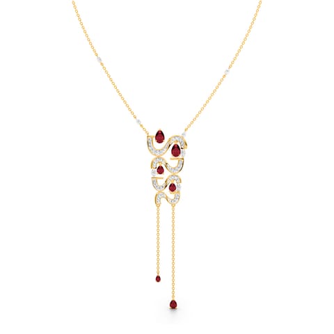 Golden Flare Gemstone Lariat Necklace