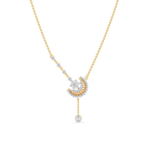 Crescent Majestic Diamond Lariat Necklace