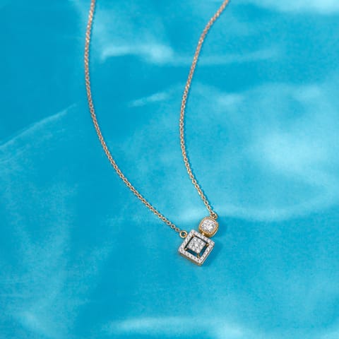 Square Halo Diamond Necklace