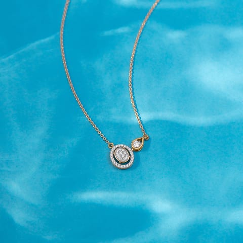 Asymmetric Halo Diamond Necklace