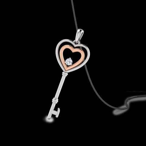 Love heart key Diamond Pendant