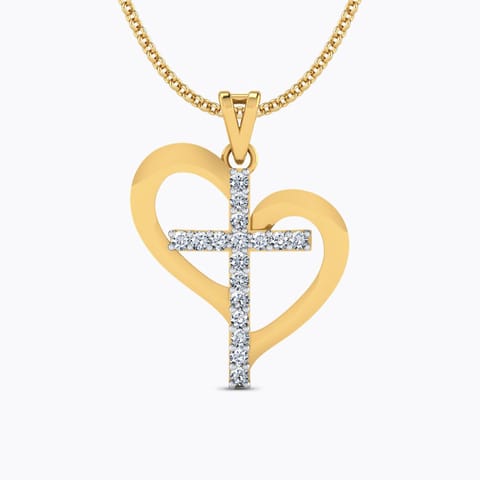 Heart Diamond Cross Pendant