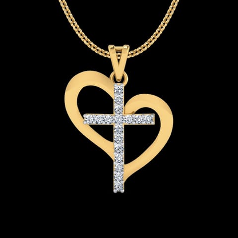 Heart Diamond Cross Pendant