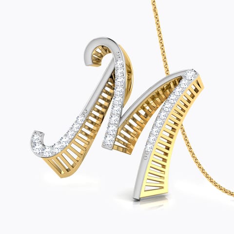 Lace Alphabet M Diamond Pendant