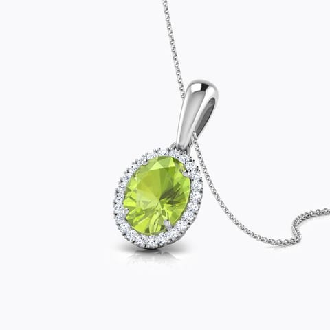 Halo Peridot Birthstone Gemstone Pendant