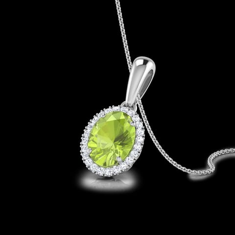 Halo Peridot Birthstone Gemstone Pendant