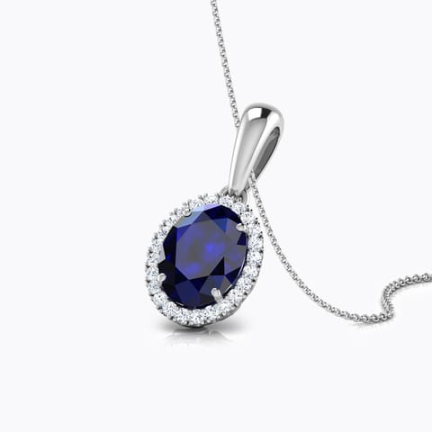 Halo Blue Sapphire Birthstone Pendant