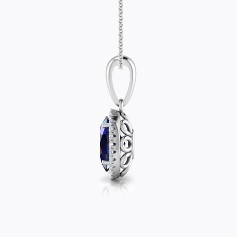 Halo Blue Sapphire Birthstone Pendant