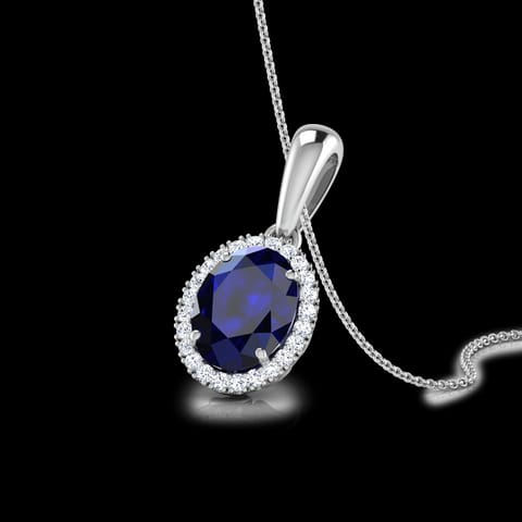 Halo Blue Sapphire Birthstone Pendant