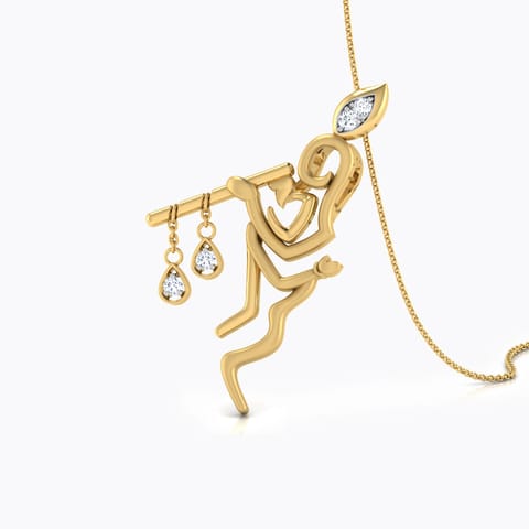 Krishna with Flute Diamond Pendant