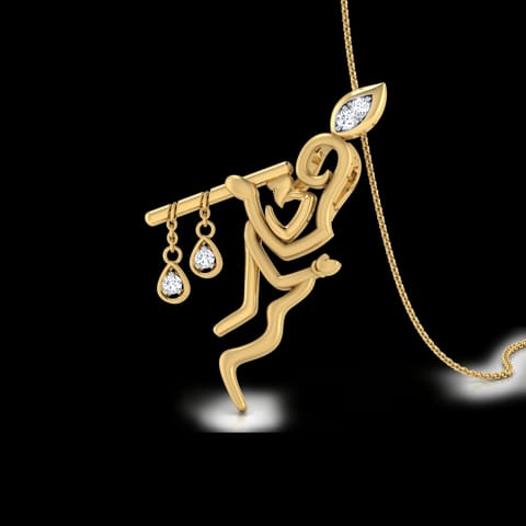 Krishna with Flute Diamond Pendant