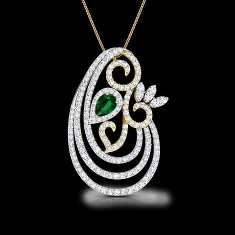 Curvy Scroll Gemstone Pendant