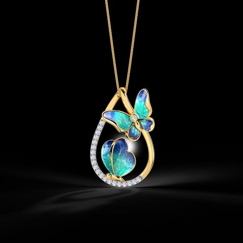 Duo Blue Butterfly Diamond Pendant Duo Blue Butterfly Diamond Pendant