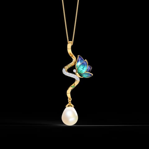 Ribbon Drop Butterfly Pearl Pendant Ribbon Drop Butterfly Pearl Pendant