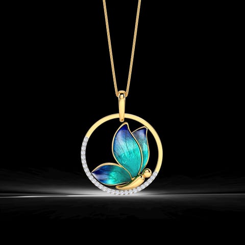 Encircle Blue Butterfly Diamond Pendant Encircle Blue Butterfly Diamond Pendant
