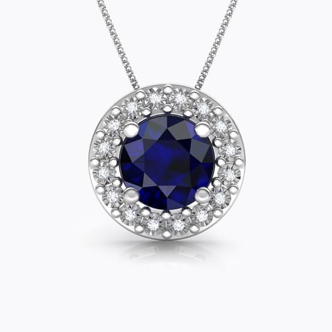 Halo Miracle Gemstone Pendant Diamond,Gemstone Pendants 18 Karat White Gold Halo Miracle Gemstone Pendant