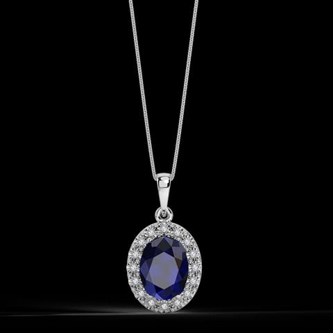 Oval Halo Miracle Plate Gemstone Pendant