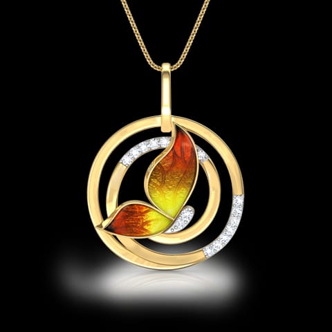 Swirl Orange Butterfly Pendant