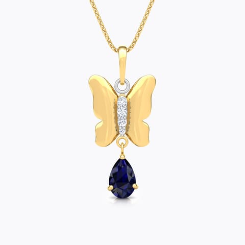 Diya Butterfly Gemstone Pendant Diamond,Gemstone Pendants 14 Karat Yellow Gold Diya Butterfly Gemstone Pendant