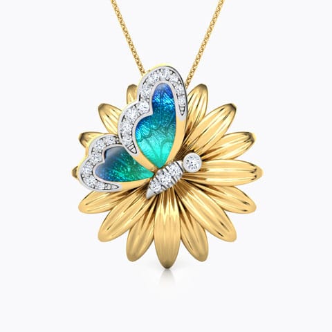 Floral Butterfly Diamond Pendant