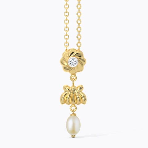 Krupali Floral Pearl Pendant Diamond,Gemstone Pendants 18 Karat Yellow Gold Krupali Floral Pearl Pendant
