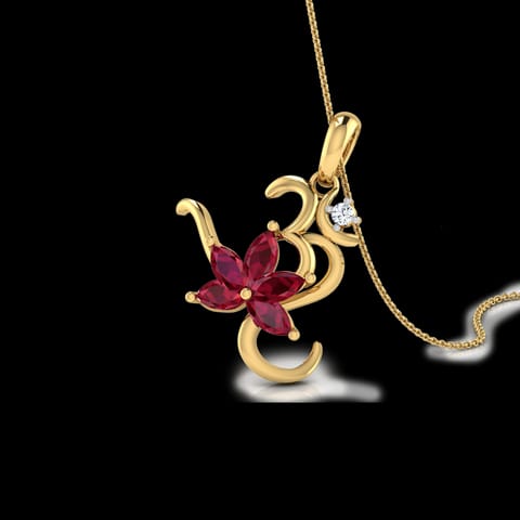 Floral Om Gemstone Pendant