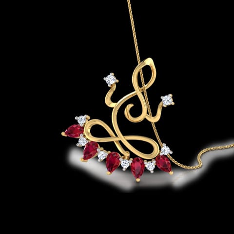 Lakshmi Lotus Silhouette Gemstone Pendant