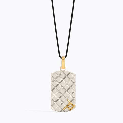 Square Titanium Diamond Pendant For Men