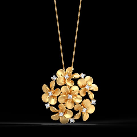 Plumeria Cluster Diamond Pendant