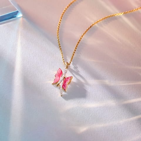 Deep Blue Butterfly Diamond Pendant